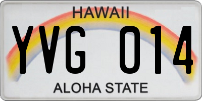 HI license plate YVG014