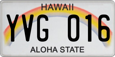 HI license plate YVG016