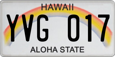 HI license plate YVG017
