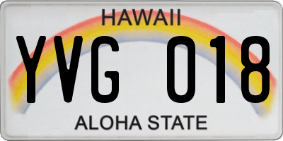 HI license plate YVG018