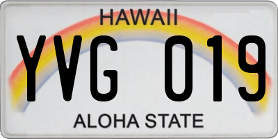 HI license plate YVG019
