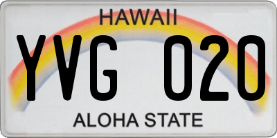 HI license plate YVG020