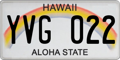 HI license plate YVG022