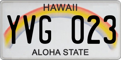 HI license plate YVG023