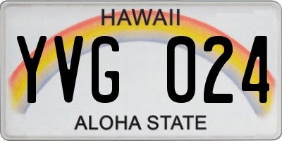 HI license plate YVG024