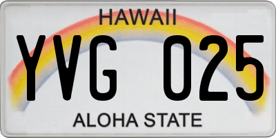 HI license plate YVG025