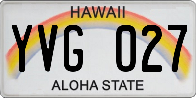 HI license plate YVG027