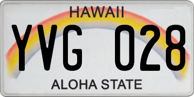 HI license plate YVG028