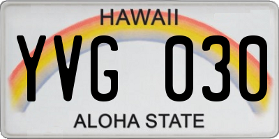 HI license plate YVG030