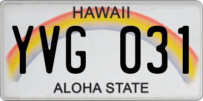 HI license plate YVG031