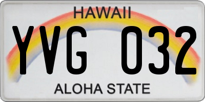 HI license plate YVG032