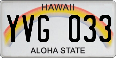 HI license plate YVG033