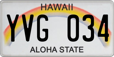 HI license plate YVG034
