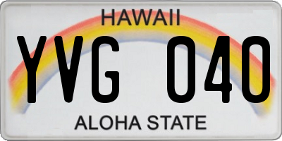 HI license plate YVG040
