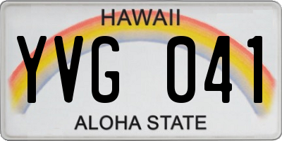 HI license plate YVG041