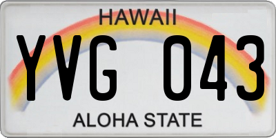 HI license plate YVG043