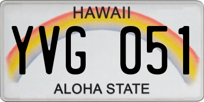 HI license plate YVG051