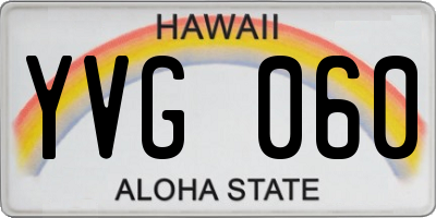 HI license plate YVG060