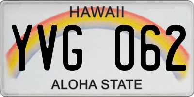 HI license plate YVG062