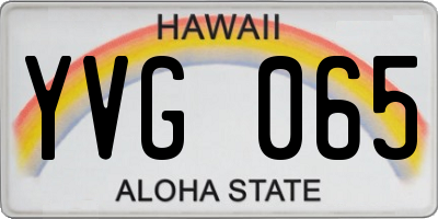 HI license plate YVG065
