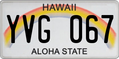 HI license plate YVG067
