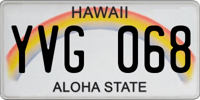 HI license plate YVG068