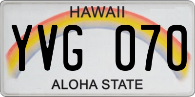 HI license plate YVG070