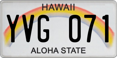 HI license plate YVG071