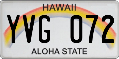 HI license plate YVG072