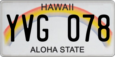 HI license plate YVG078