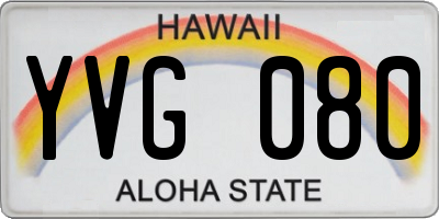 HI license plate YVG080