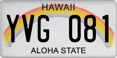 HI license plate YVG081