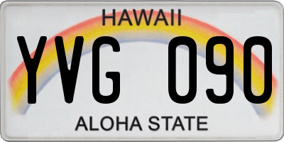 HI license plate YVG090