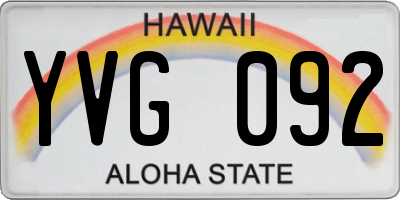 HI license plate YVG092