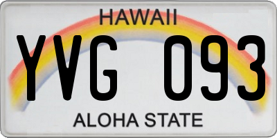 HI license plate YVG093