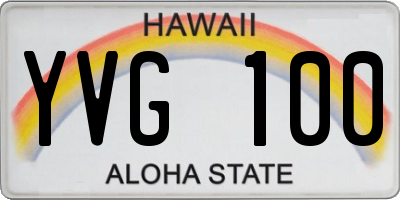 HI license plate YVG100