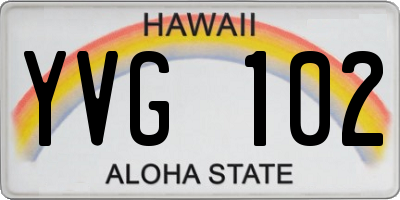 HI license plate YVG102