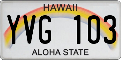 HI license plate YVG103