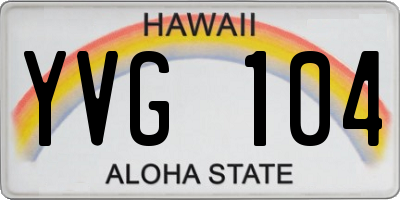 HI license plate YVG104