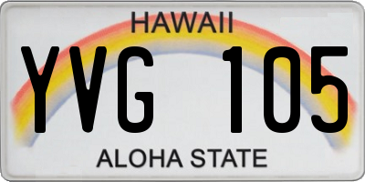 HI license plate YVG105