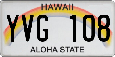 HI license plate YVG108
