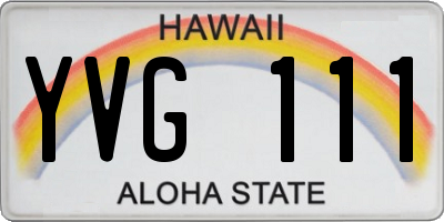 HI license plate YVG111