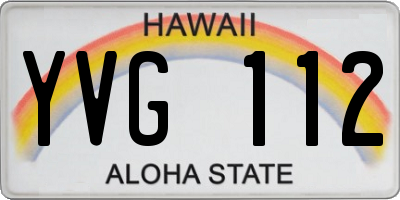 HI license plate YVG112