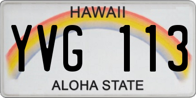 HI license plate YVG113