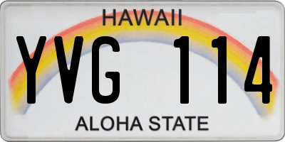 HI license plate YVG114