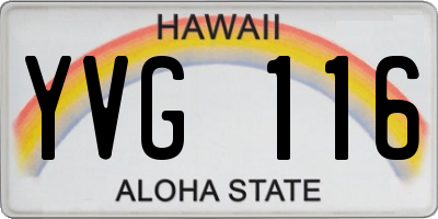 HI license plate YVG116