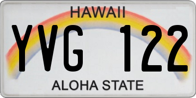 HI license plate YVG122
