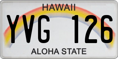 HI license plate YVG126