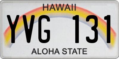 HI license plate YVG131