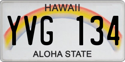 HI license plate YVG134